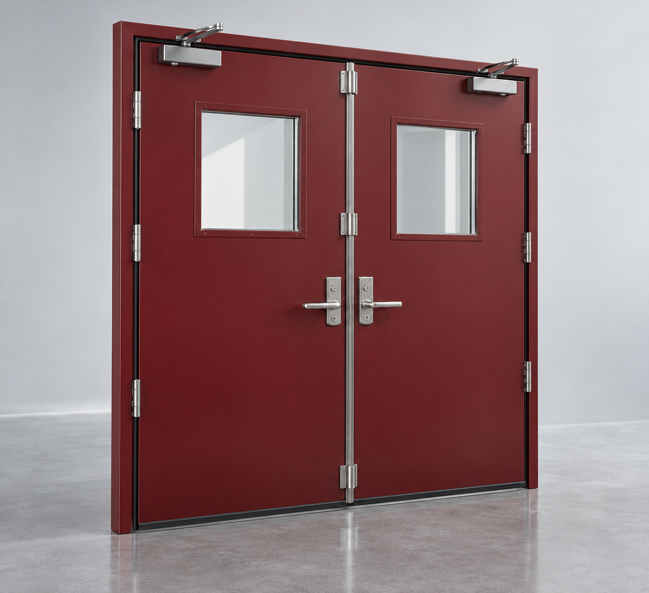 Double-leaf fire-rated steel door visualization