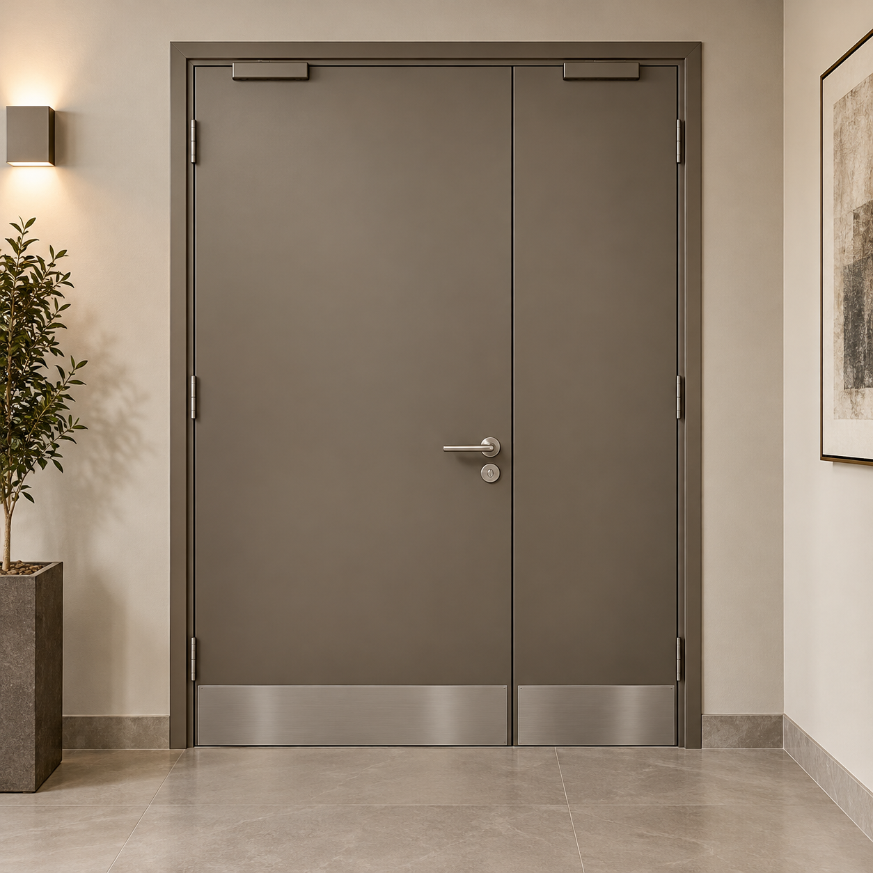 Bronze unequal double solid steel door